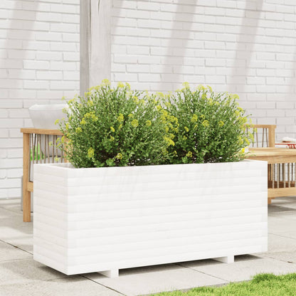 Fioriera da Giardino Bianca 110x40x49,5 cm Legno Massello Pino