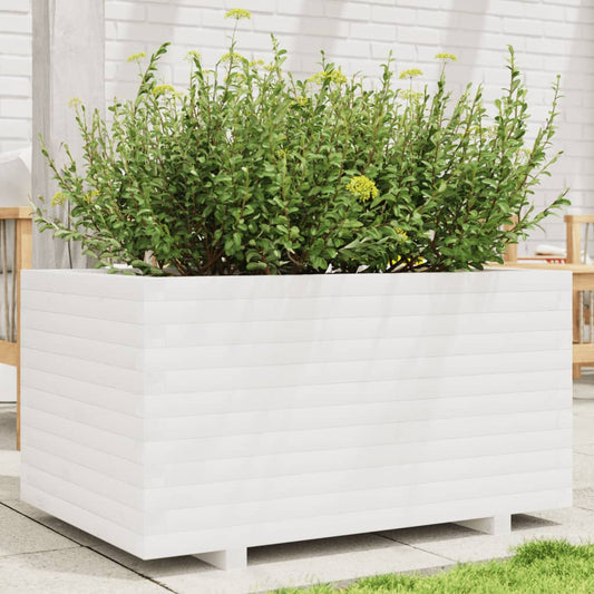 White Garden Planter 90x60x49.5cm Solid Pine Wood