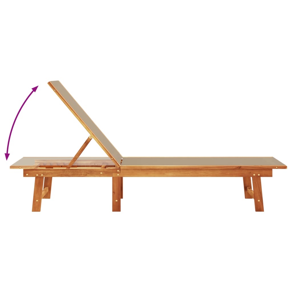 Lettino Prendisole Tortora Legno Massello di Acacia e Textilene - homemem39