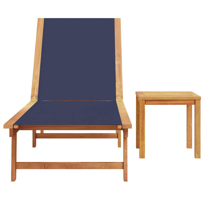 Lettino Prendisole con Tavolo Blu Massello Acacia e Textilene