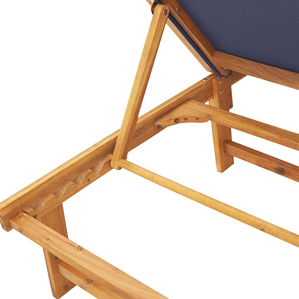 Lettino Prendisole con Tavolo Blu Massello Acacia e Textilene