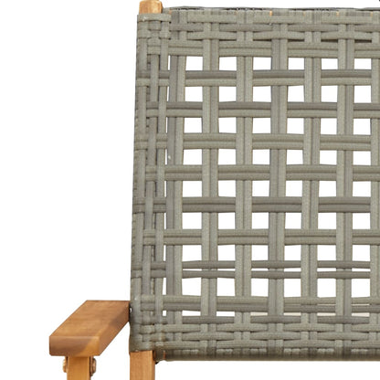 Set Pranzo da Giardino 5pz Grigio Polyrattan e Legno Massello