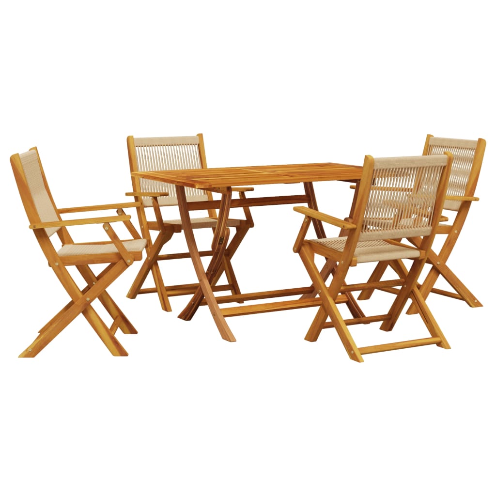 Set Pranzo da Giardino 5 pz Beige Polipropilene/ Legno Massello | homemem39
