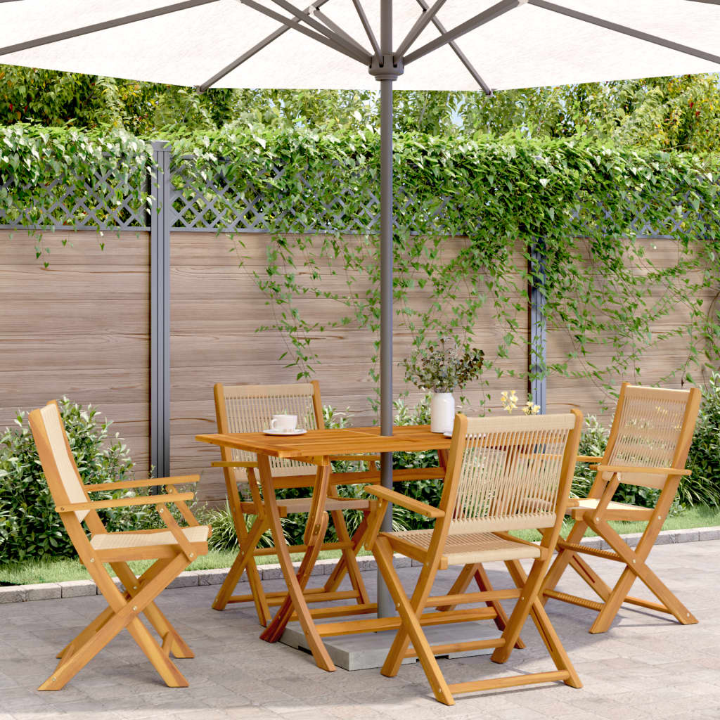 Set Pranzo da Giardino 5 pz Beige Polipropilene/ Legno Massello | homemem39