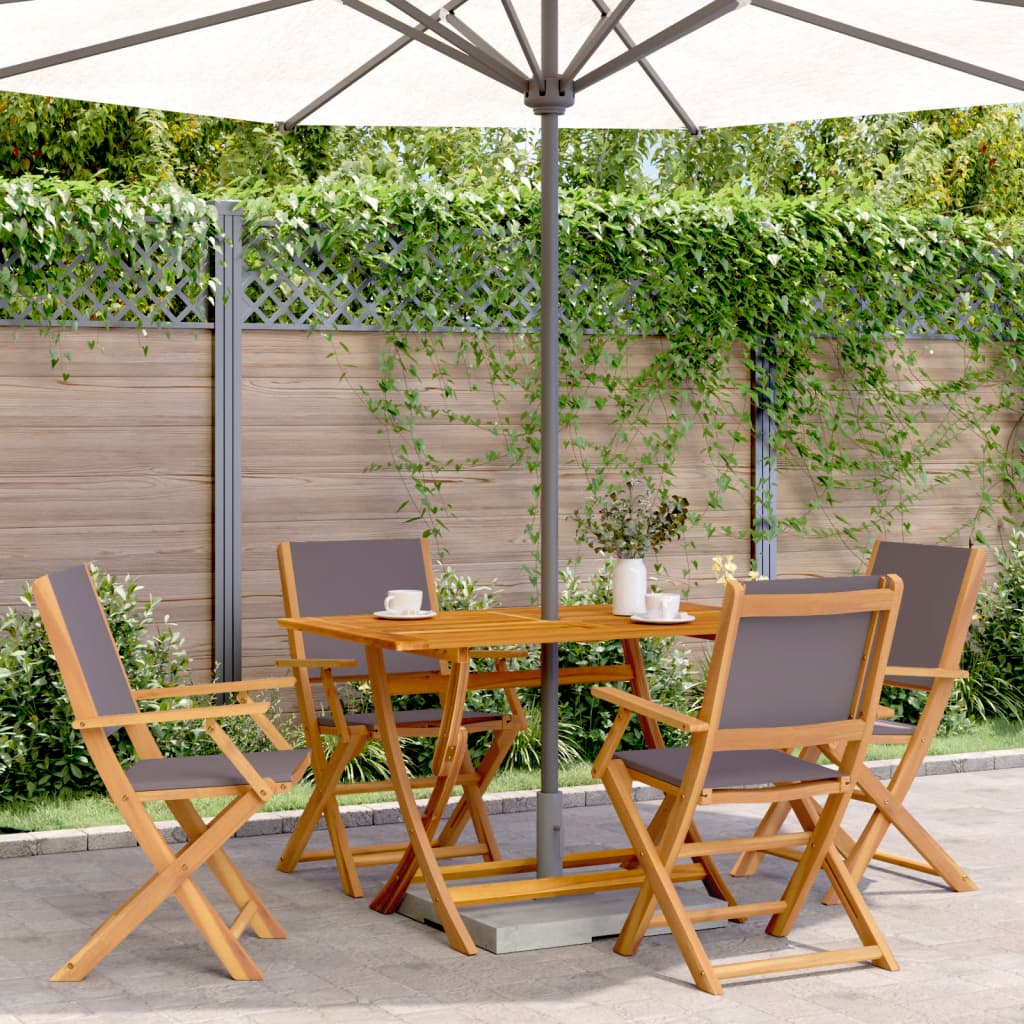 Set Pranzo da Giardino 5pz Antracite Tessuto e Legno Massello | homemem39