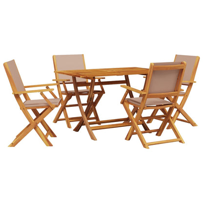 Set da Pranzo da Giardino 5 pz Tortora Tessuto e Legno Massello | homemem39