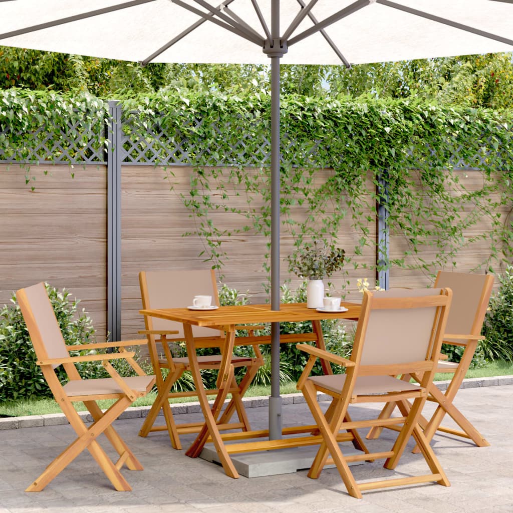 Set da Pranzo da Giardino 5 pz Tortora Tessuto e Legno Massello | homemem39