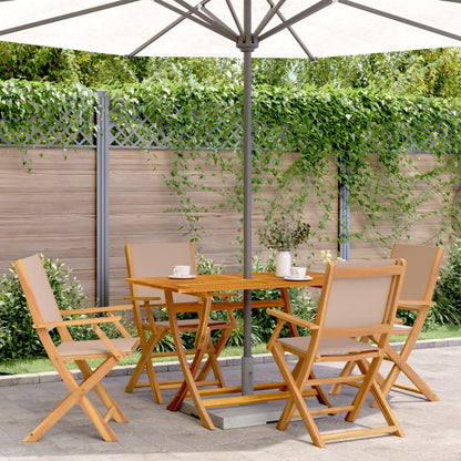 Set da Pranzo da Giardino 5 pz Tortora Tessuto e Legno Massello | homemem39