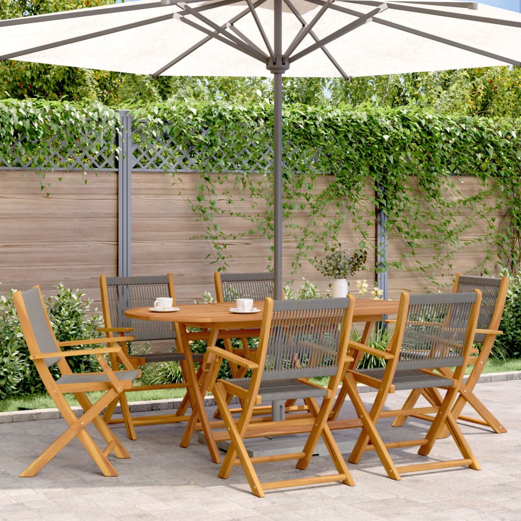 Garden Dining Set 7 pcs Polypropylene and Solid Wood