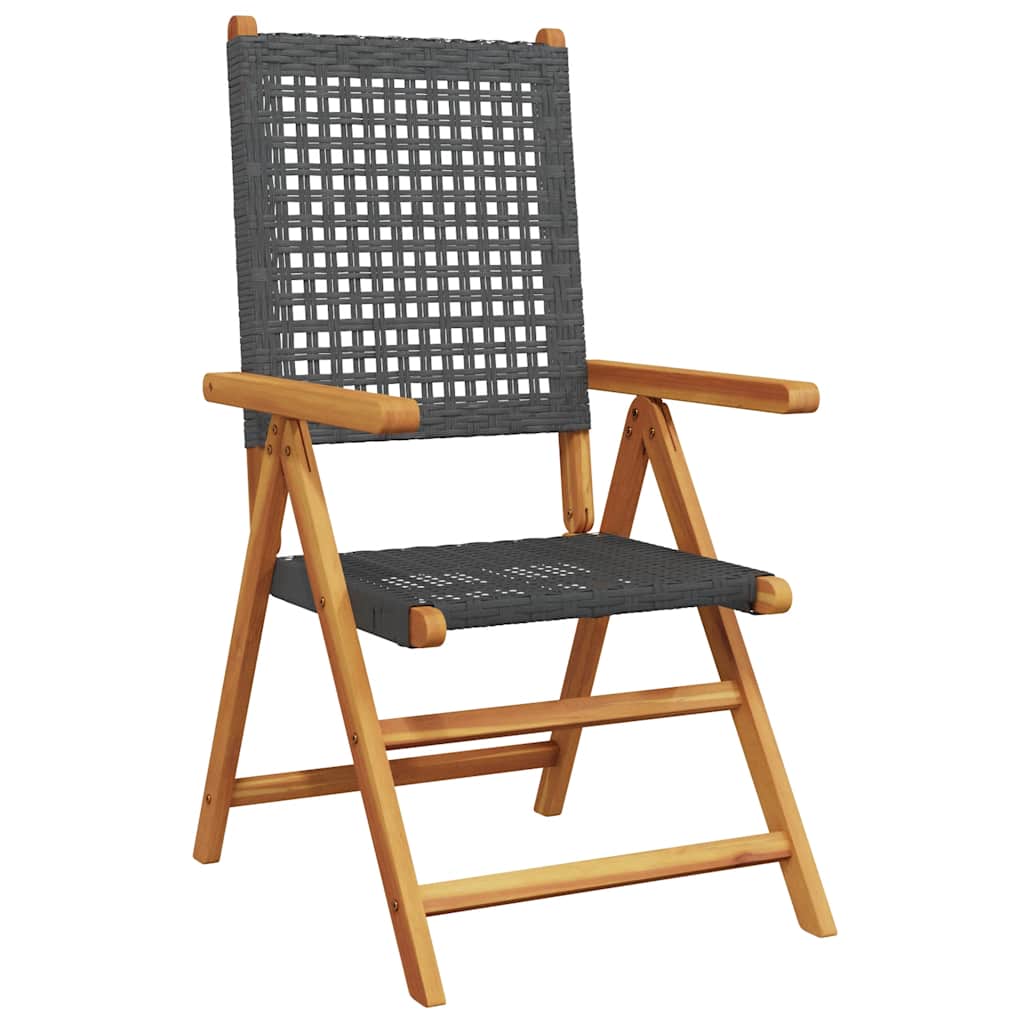 Set Pranzo Giardino 7 pz Nero in Polyrattan e Legno Massello | homemem39