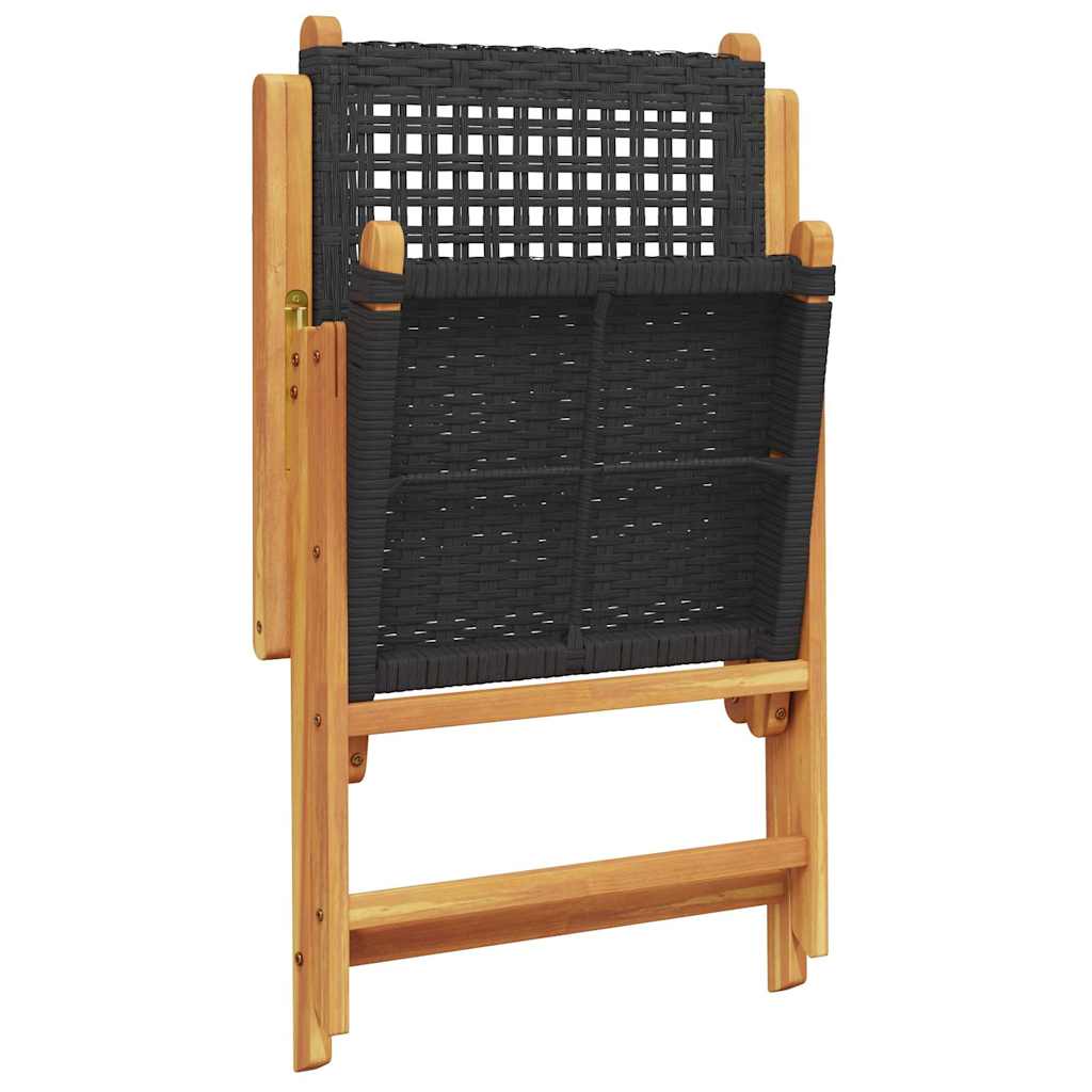 Set Pranzo Giardino 7 pz Nero in Polyrattan e Legno Massello | homemem39