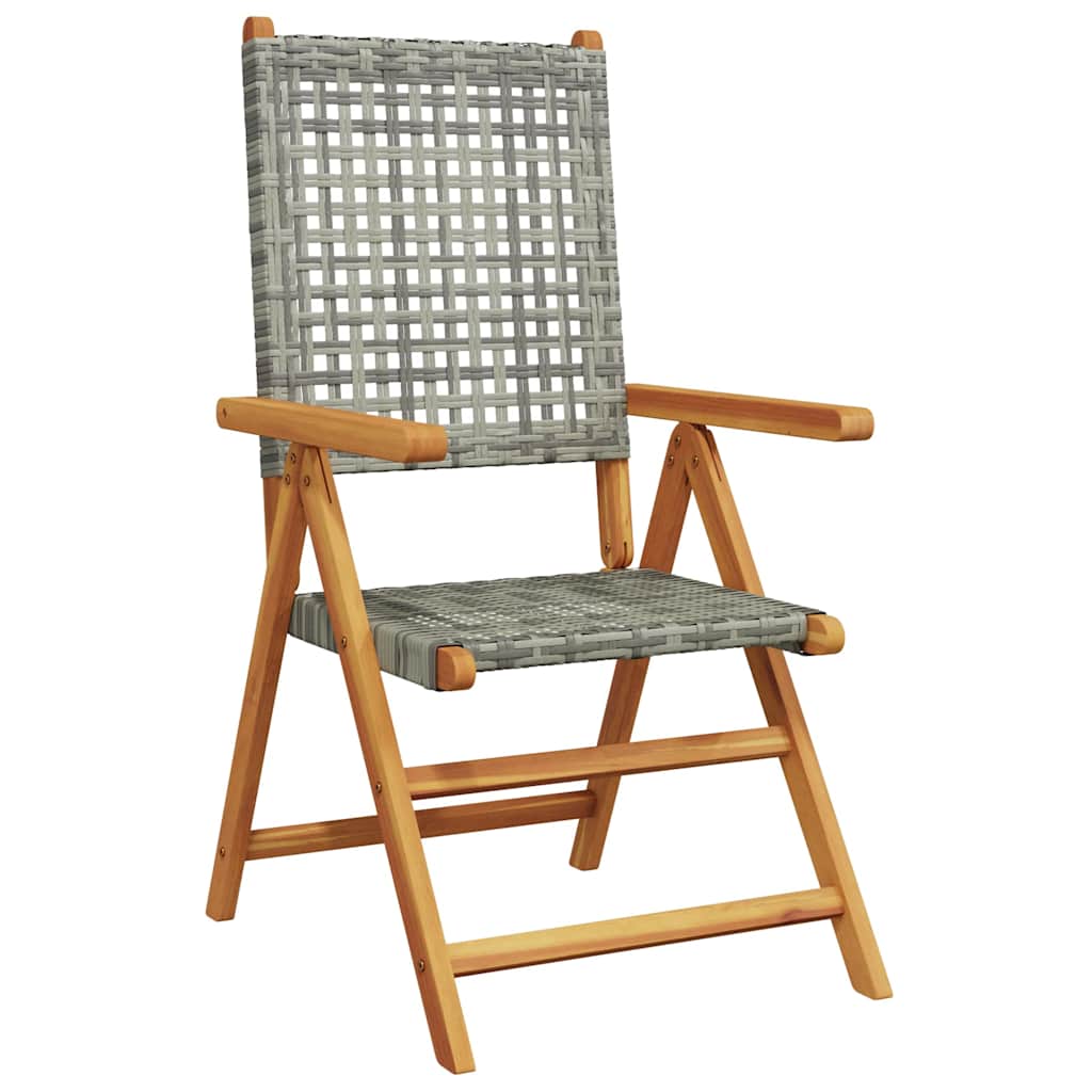 Set Pranzo da Giardino 7 pz Grigio Polyrattan e Legno Massello | homemem39