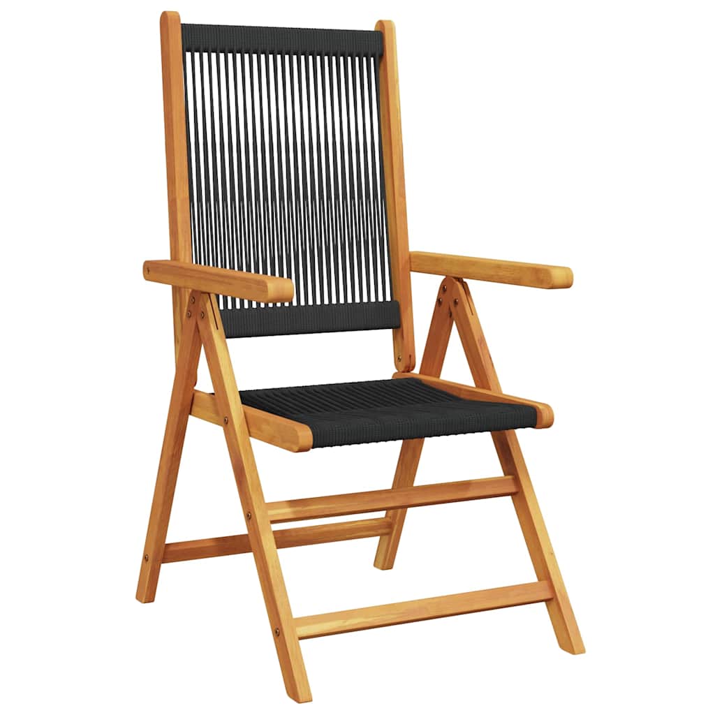 Set Pranzo da Giardino 7 pz Nero Polyrattan e Legno Massello | homemem39
