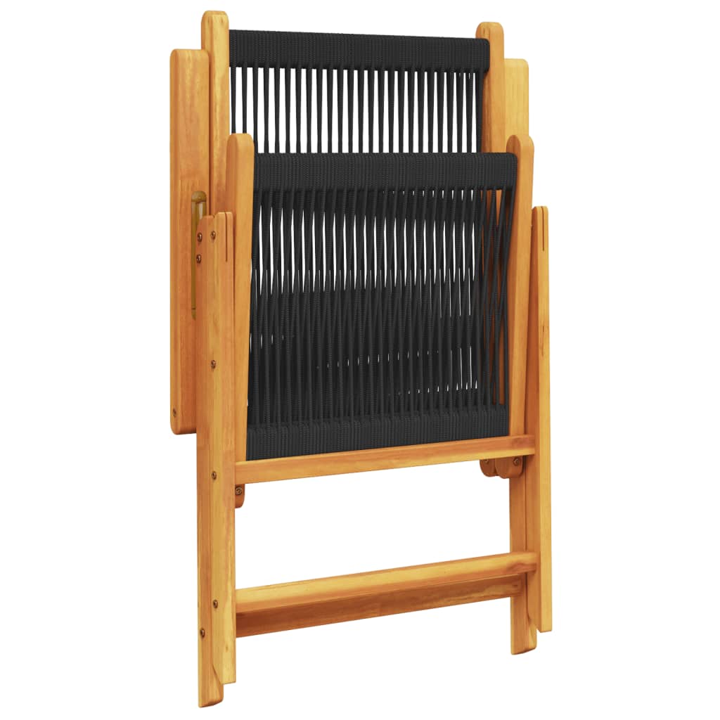 Set Pranzo da Giardino 7 pz Nero Polyrattan e Legno Massello - homemem39