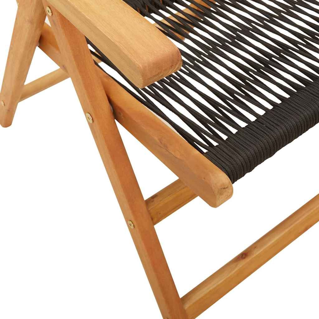 Set Pranzo da Giardino 7 pz Nero Polyrattan e Legno Massello | homemem39
