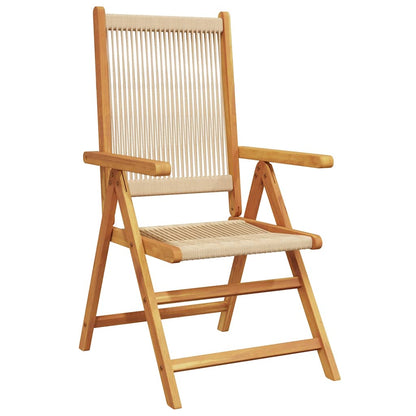 Set Pranzo da Giardino 7 pz Beige Polipropilene/ Legno Massello