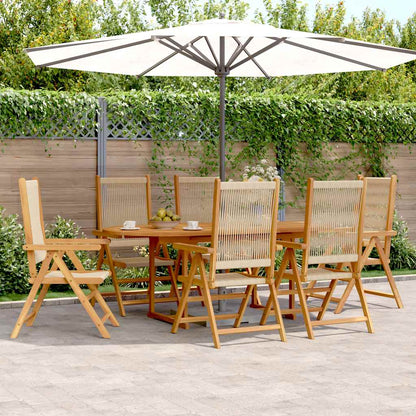 Set Pranzo da Giardino 7 pz Beige Polipropilene/ Legno Massello