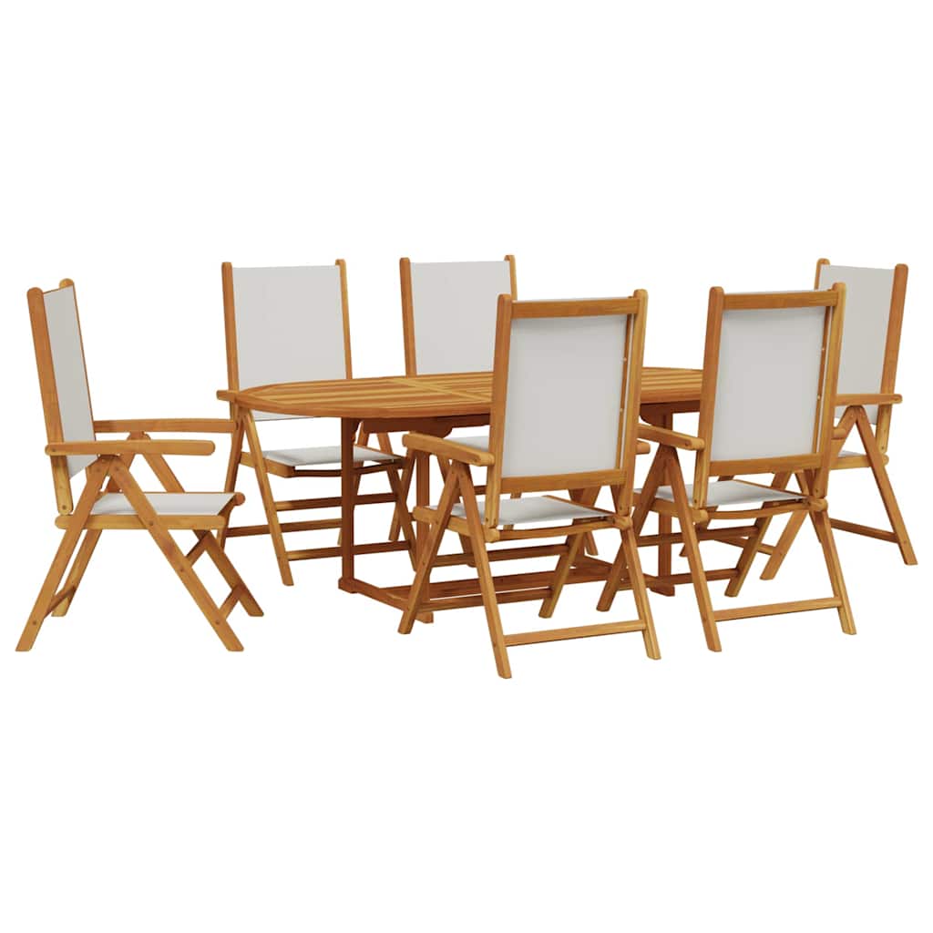 Set Pranzo da Giardino 7 pz Crema in Tessuto e Legno Massello | homemem39