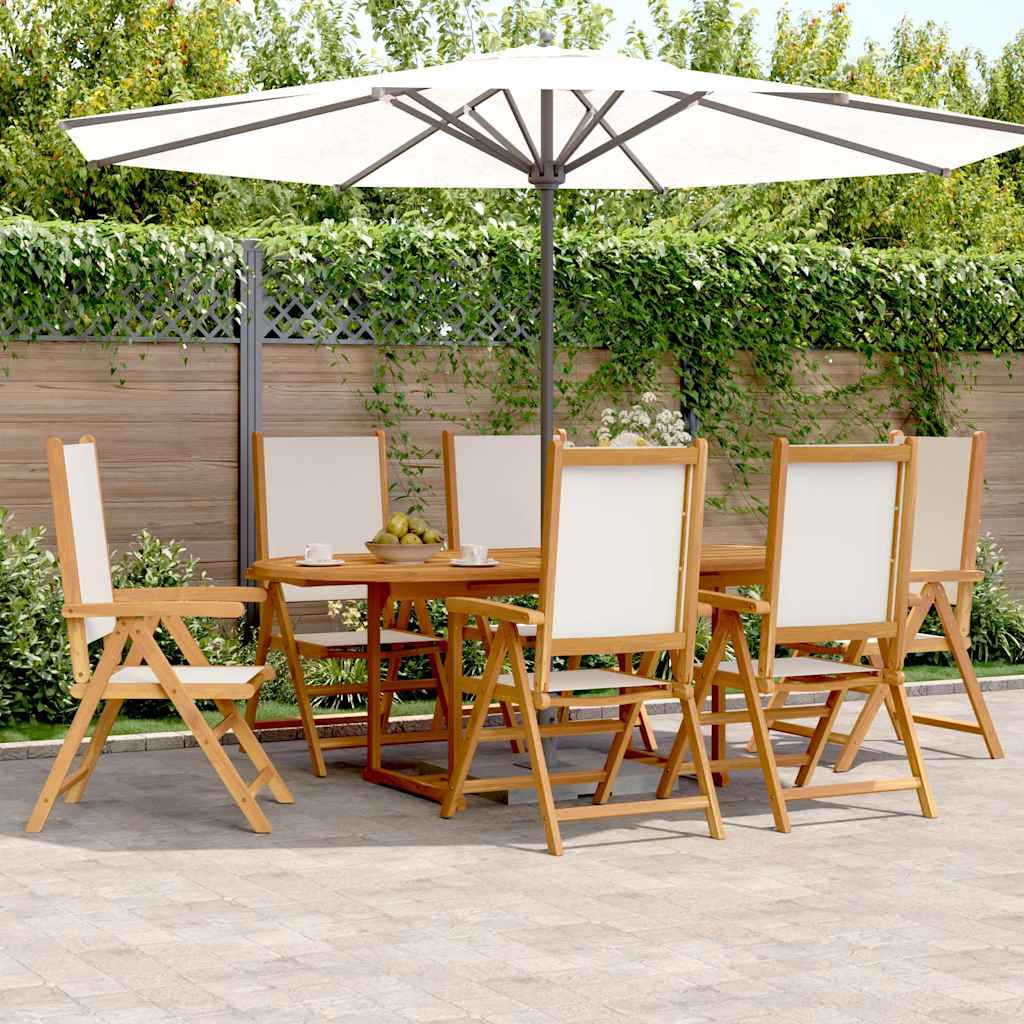Set Pranzo da Giardino 7 pz Crema in Tessuto e Legno Massello | homemem39