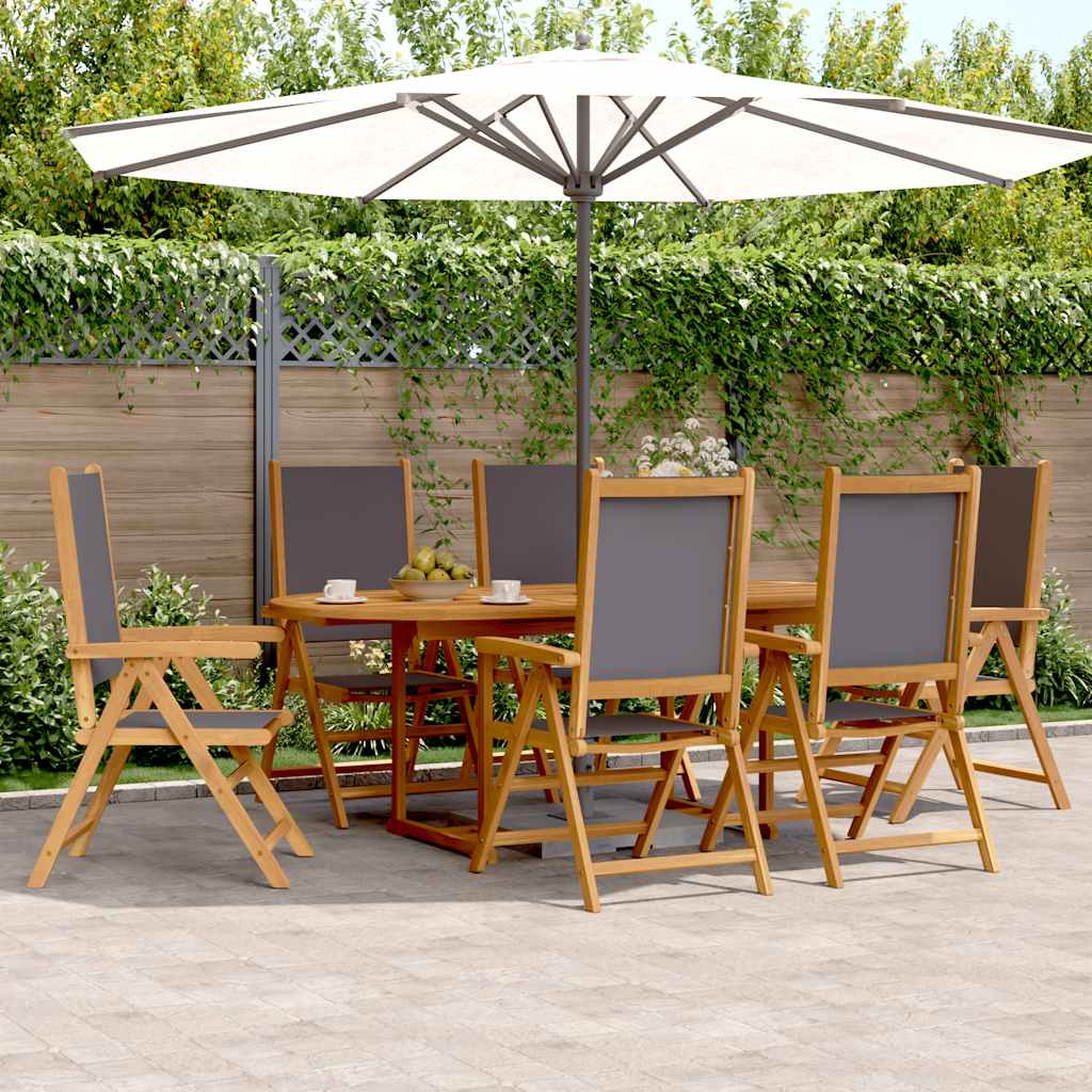 Set Pranzo da Giardino 7 pz Antracite Tessuto e Legno Massello | homemem39