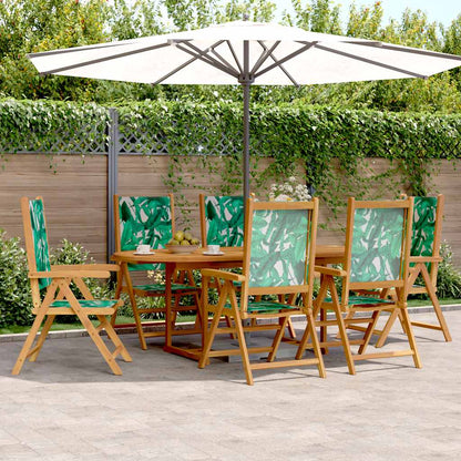 Set Pranzo da Giardino 7 pz Foglie in Tessuto e Legno Massello | homemem39