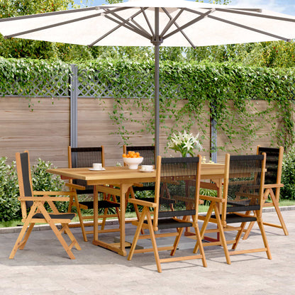 Set Pranzo da Giardino 7 pz Nero Polyrattan e Legno Massello - homemem39