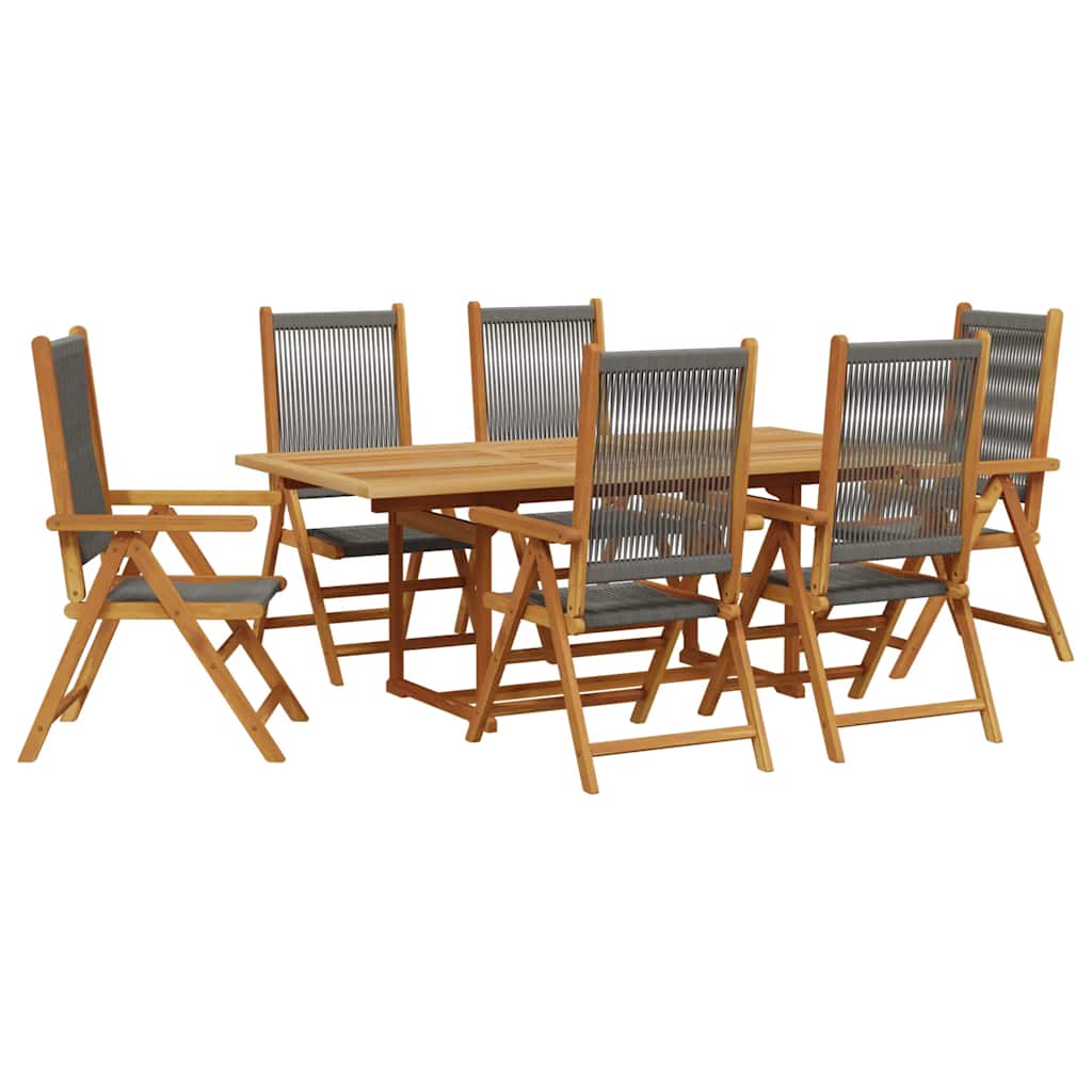 Set da Pranzo da Giardino 7 pz Polipropilene e Legno Massello | homemem39