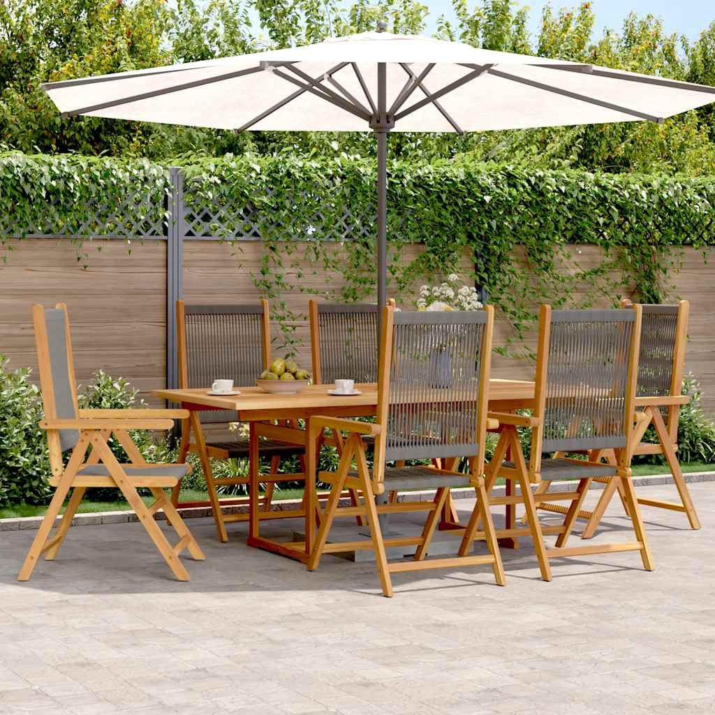 Set da Pranzo da Giardino 7 pz Polipropilene e Legno Massello | homemem39