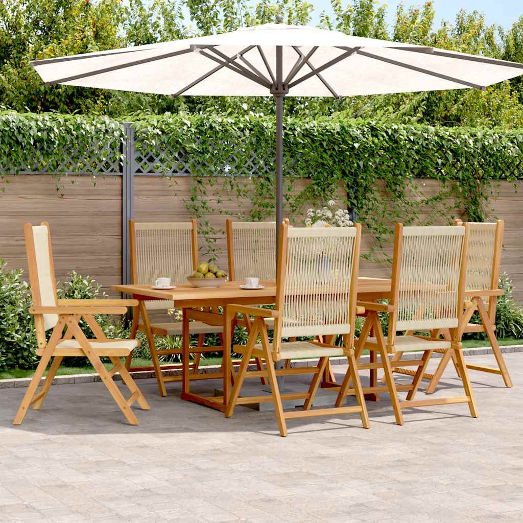 Set Pranzo da Giardino 7 pz Beige Polipropilene/ Legno Massello | homemem39