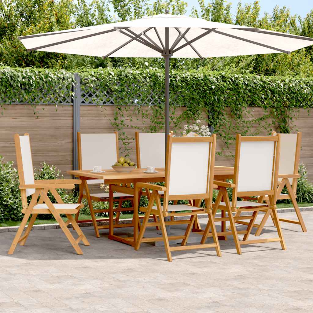 Set Pranzo da Giardino 7 pz Crema in Tessuto e Legno Massello | homemem39