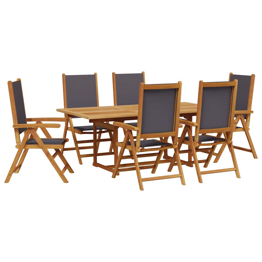 Set Pranzo da Giardino 7 pz Antracite Tessuto e Legno Massello | homemem39