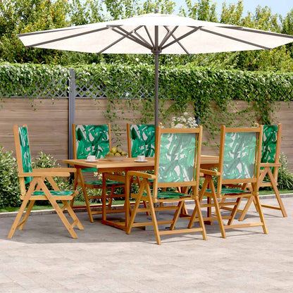Set Pranzo da Giardino 7 pz Foglie in Tessuto e Legno Massello | homemem39