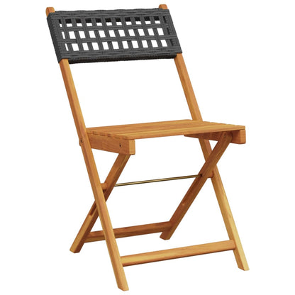 Set da Bistrot 3 pz Nero in Polyrattan e Legno Massello | homemem39