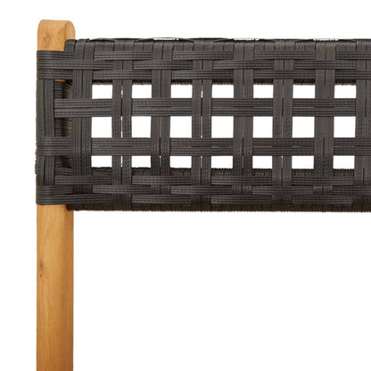 Set da Bistrot 3 pz Nero in Polyrattan e Legno Massello | homemem39