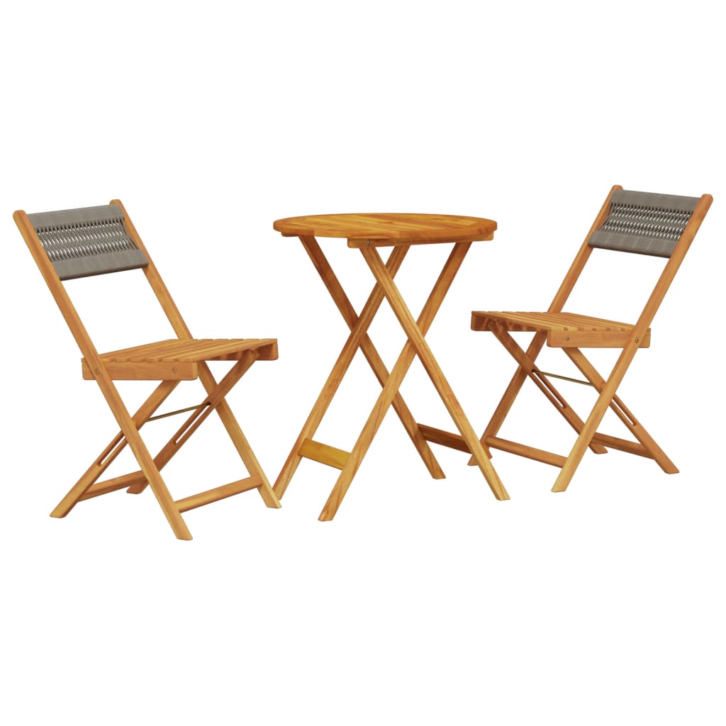 Set da Bistrot 3pz Grigio in Polipropilene e Legno Massello | homemem39