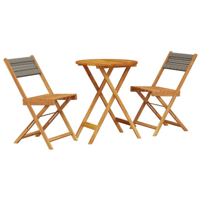Set da Bistrot 3pz Grigio in Polipropilene e Legno Massello | homemem39
