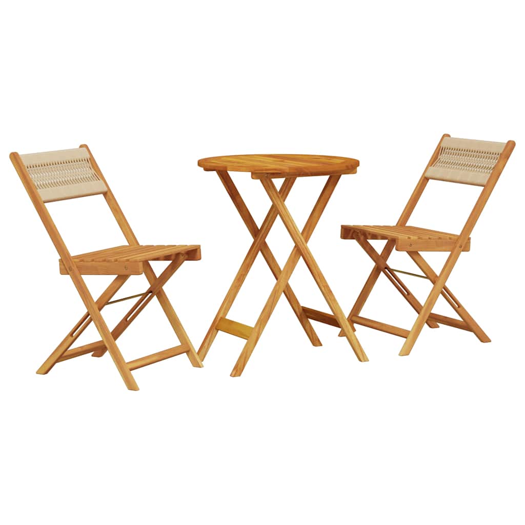 Set da Bistrot 3pz Beige in Polipropilene e Legno Massello | homemem39
