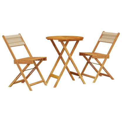 Set da Bistrot 3pz Beige in Polipropilene e Legno Massello | homemem39