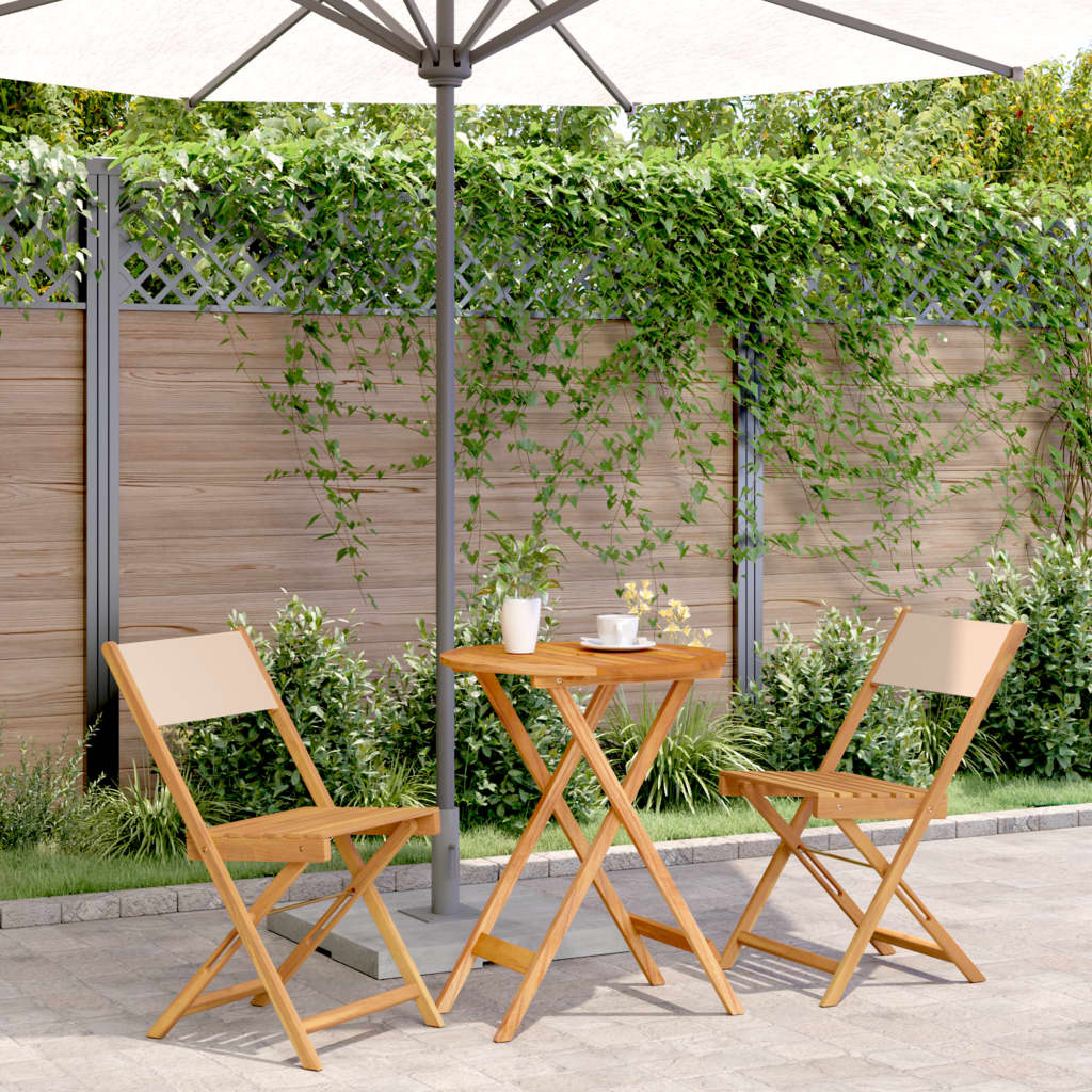 Set da Bistrot 3pz Beige in Tessuto e Legno Massello | homemem39