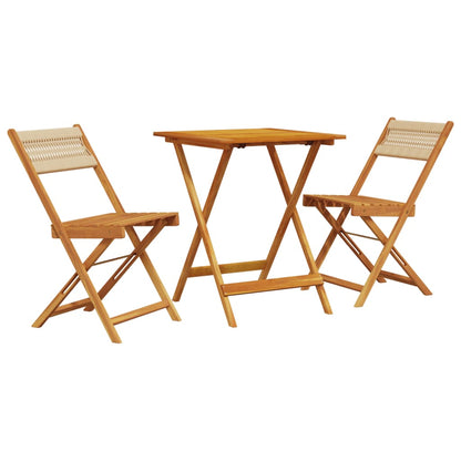 Set da Bistrot 3pz Beige in Polipropilene e Legno Massello | homemem39