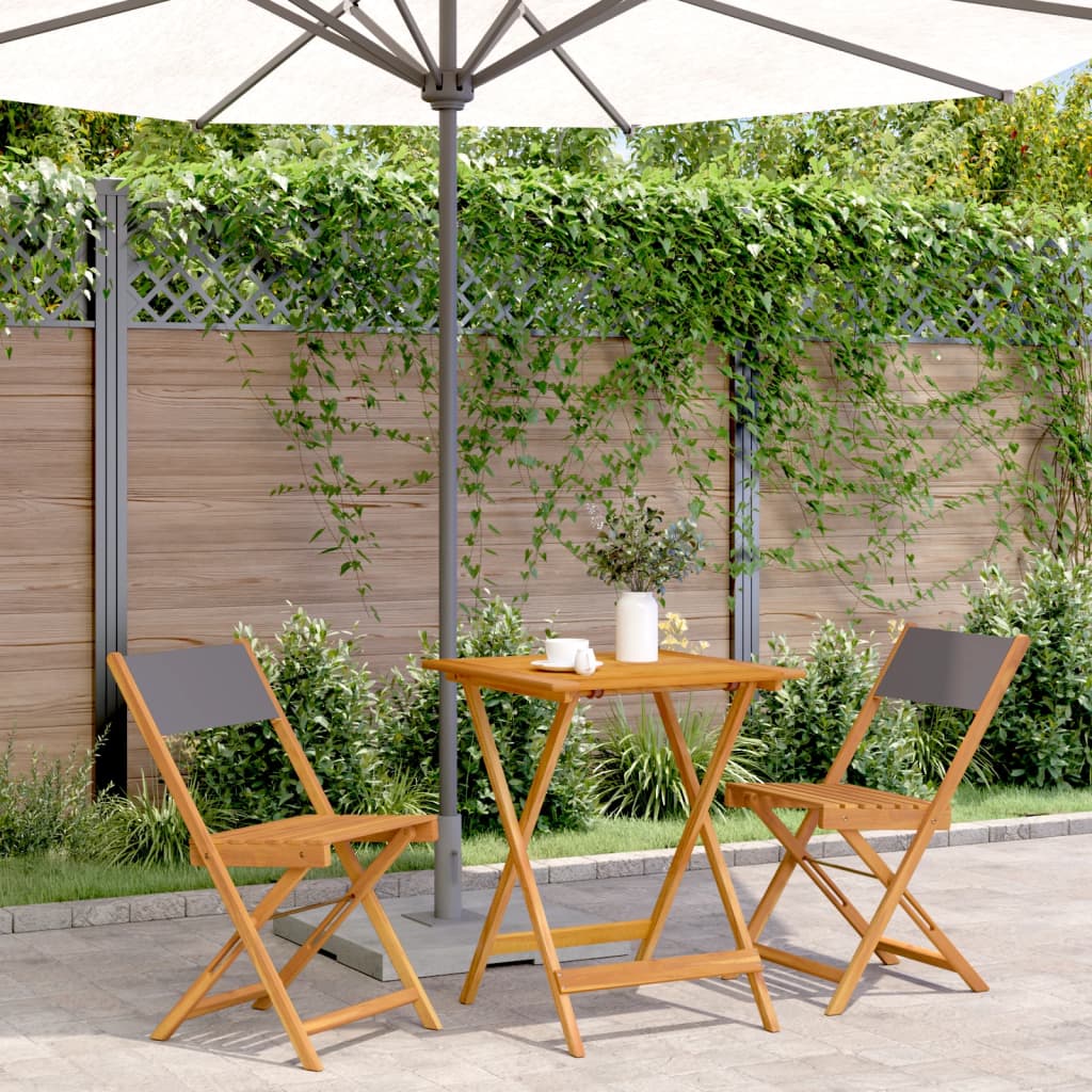 Set da Bistrot 3pz Antracite in Tessuto e Legno Massello | homemem39