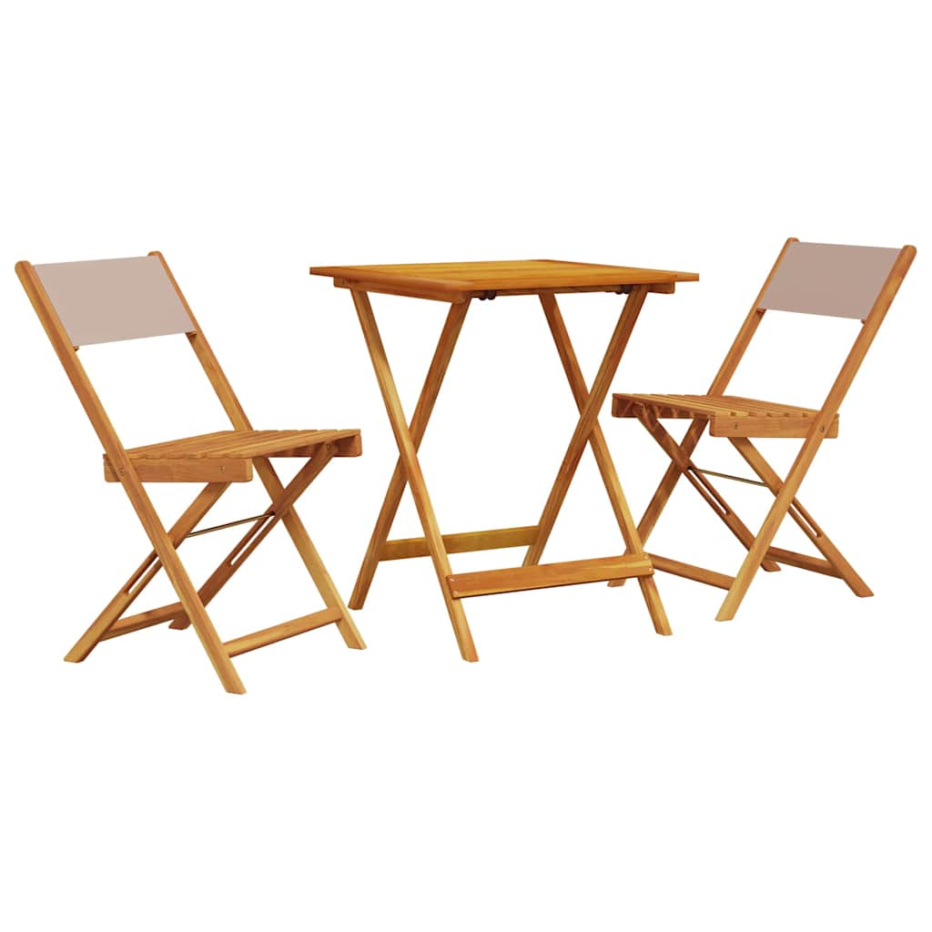 Set da Bistrot 3pz Tortora in Tessuto e Legno Massello | homemem39