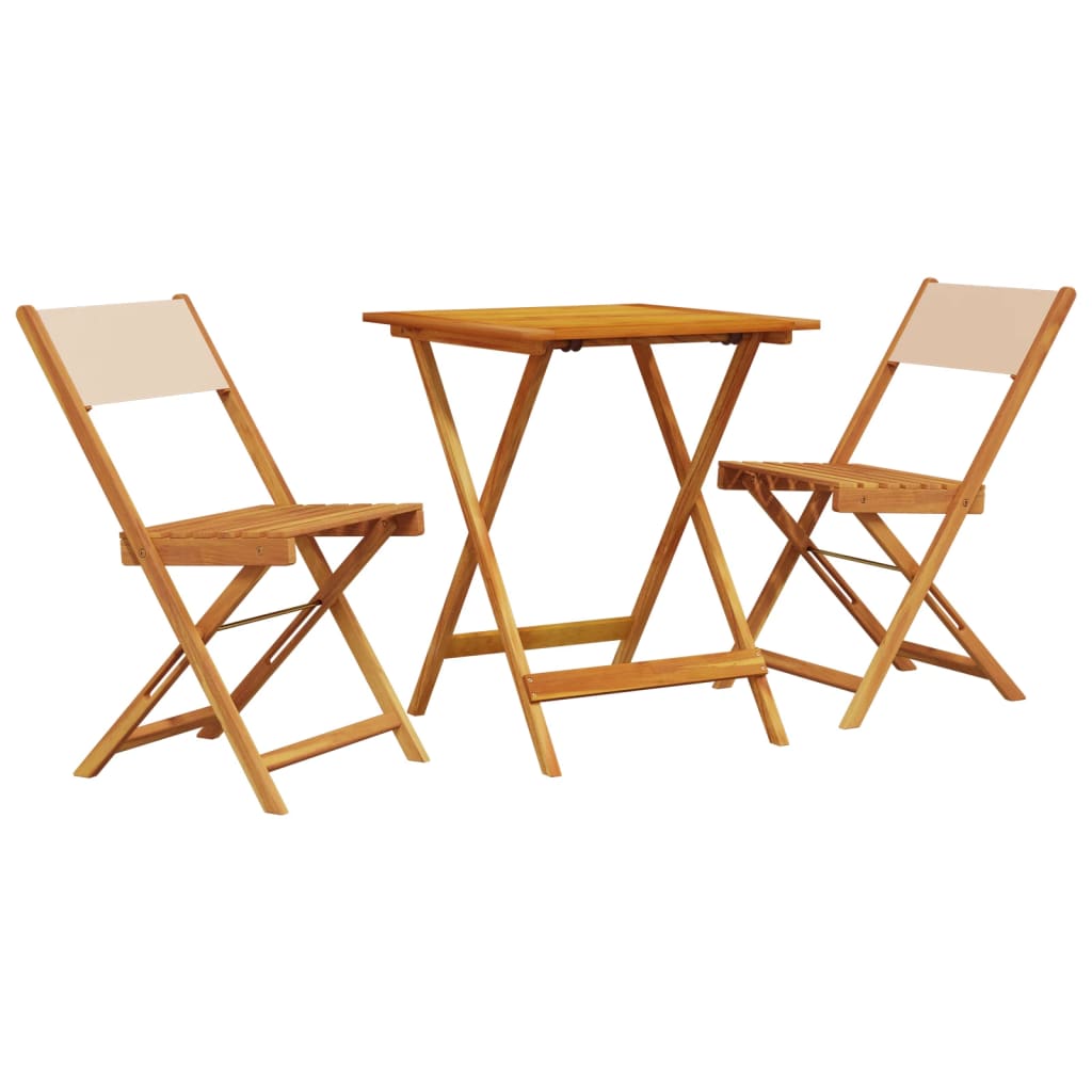 Set da Bistrot 3pz Beige in Tessuto e Legno Massello - homemem39