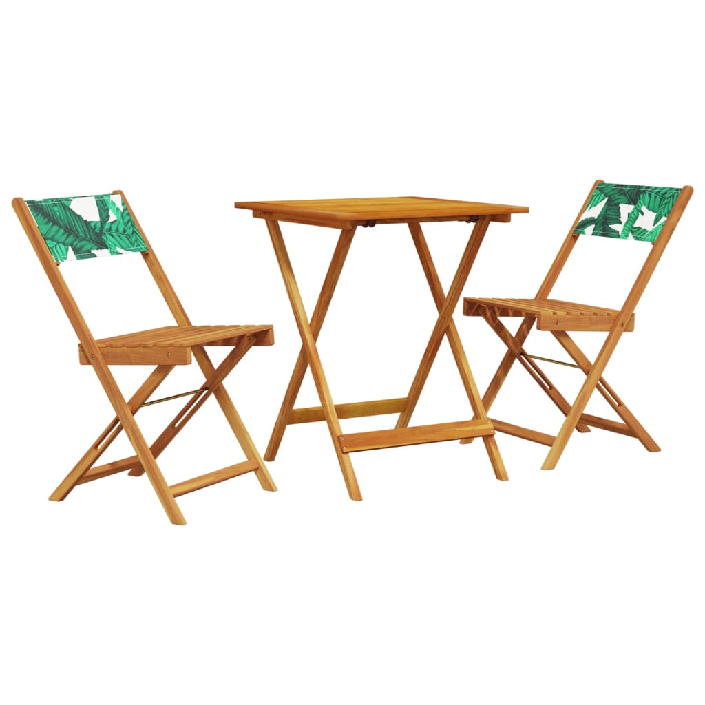 Set da Bistrot 3 pz Motivo Foglie in Tessuto e Legno Massello | homemem39