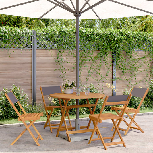 Set Pranzo da Giardino 5pz Antracite Tessuto e Legno Massello