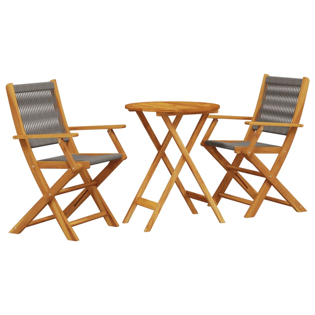 Set da Bistrot 3pz Grigio in Polipropilene e Legno Massello | homemem39