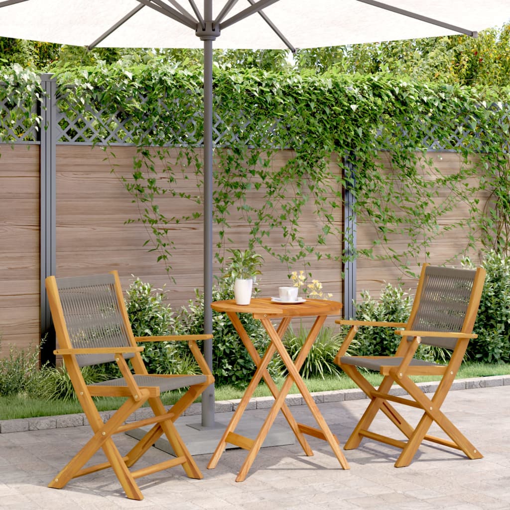 Set da Bistrot 3pz Grigio in Polipropilene e Legno Massello | homemem39