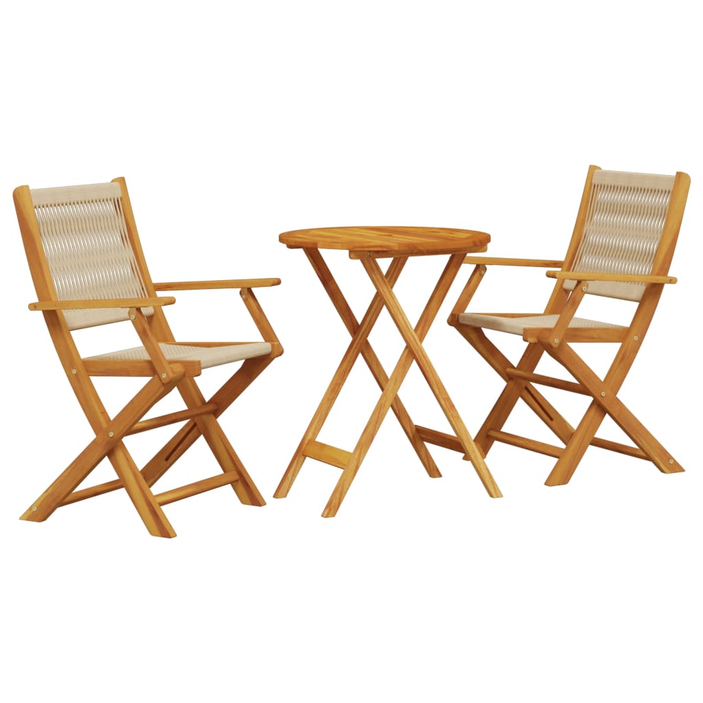Set da Bistrot 3pz Beige in Polipropilene e Legno Massello | homemem39