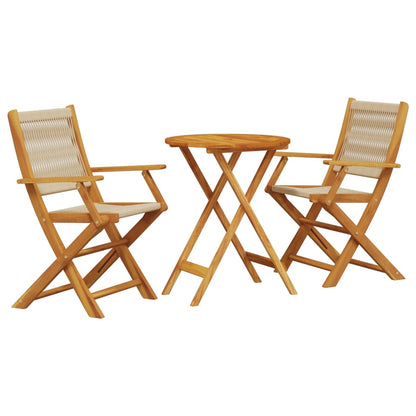 Set da Bistrot 3pz Beige in Polipropilene e Legno Massello | homemem39