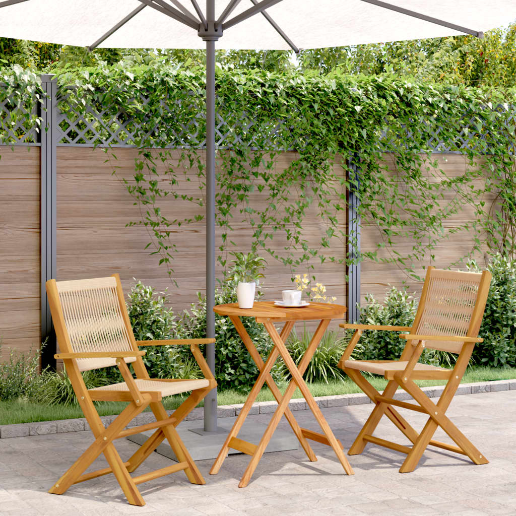 Set da Bistrot 3pz Beige in Polipropilene e Legno Massello | homemem39